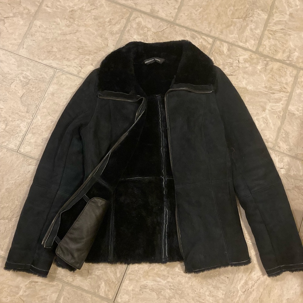 Genuine Shearling Andrew Marc M womens zip coat
